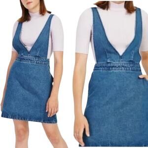 FRANK & OAK Denim Pinafore Mini Dress Sz XS